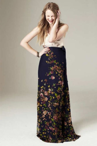 Paper Crown Floral Maxi Skirt